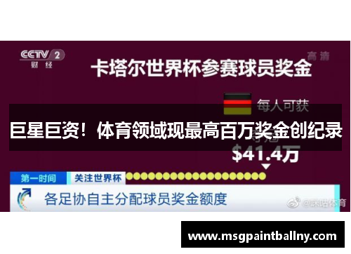 巨星巨资！体育领域现最高百万奖金创纪录